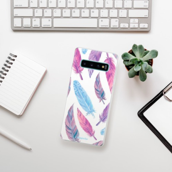 Silikonové pouzdro iSaprio - Samsung Galaxy S10 - Fialová Velká Pírka 10