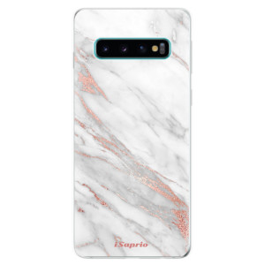 Silikonové odolné pouzdro iSaprio RoseGold Marble 11 - Samsung Galaxy S10 - VÝPRODEJ