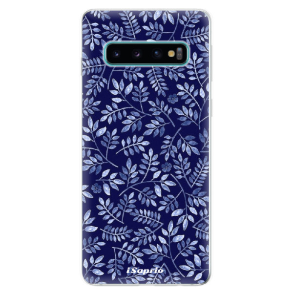 Silikonové odolné pouzdro iSaprio Blue Leaves 05 na mobil Samsung Galaxy S10 (Silikonový odolný kryt, obal, pouzdro iSaprio Blue Leaves 05 na mobilní telefon Samsung Galaxy S10)
