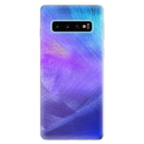 Odolné silikonové pouzdro iSaprio - Purple Feathers - Samsung Galaxy S10