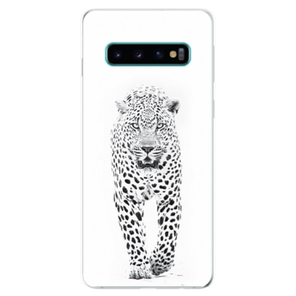 Silikonové odolné pouzdro iSaprio Bílý Jaguár na mobil Samsung Galaxy S10 (Silikonový odolný kryt, obal, pouzdro iSaprio Bílý Jaguár na mobilní telefon Samsung Galaxy S10)