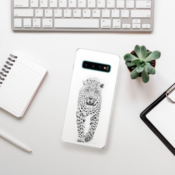 Silikonové pouzdro iSaprio - Samsung Galaxy S10 - Bílý Jaguár