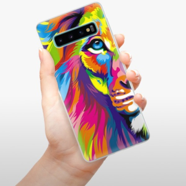 Silikonové pouzdro iSaprio - Samsung Galaxy S10 - Duhový Lev