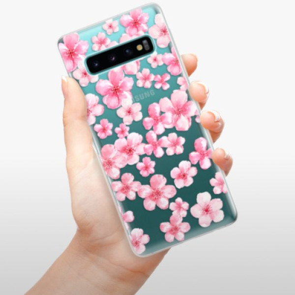 Silikonové pouzdro iSaprio - Samsung Galaxy S10 - Malé Růžové Květy 05