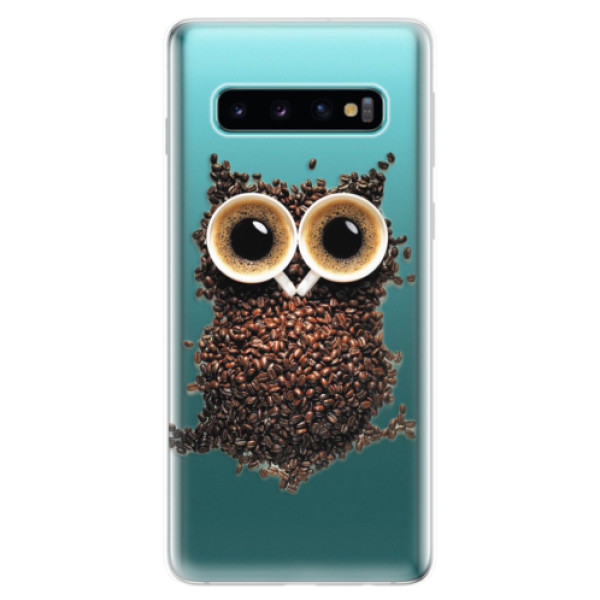 Silikonové odolné pouzdro iSaprio Sova Káva na mobil Samsung Galaxy S10 (Silikonový odolný kryt, obal, pouzdro iSaprio Sova Káva na mobilní telefon Samsung Galaxy S10)