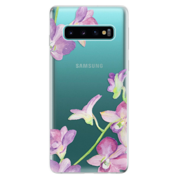 Silikonové odolné pouzdro iSaprio Fialové Orchideje na mobil Samsung Galaxy S10 (Silikonový odolný kryt, obal, pouzdro iSaprio Fialové Orchideje na mobilní telefon Samsung Galaxy S10)