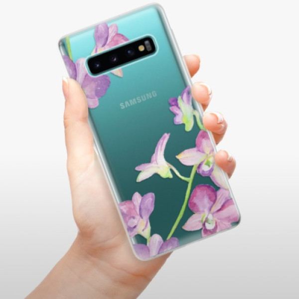 Silikonové pouzdro iSaprio - Samsung Galaxy S10 - Fialové Orchideje