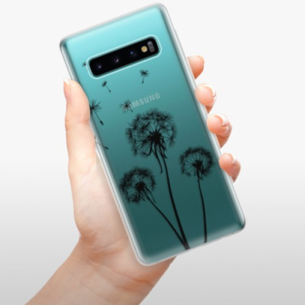 Silikonové pouzdro iSaprio - Samsung Galaxy S10 - Tři Černé Pampelišky