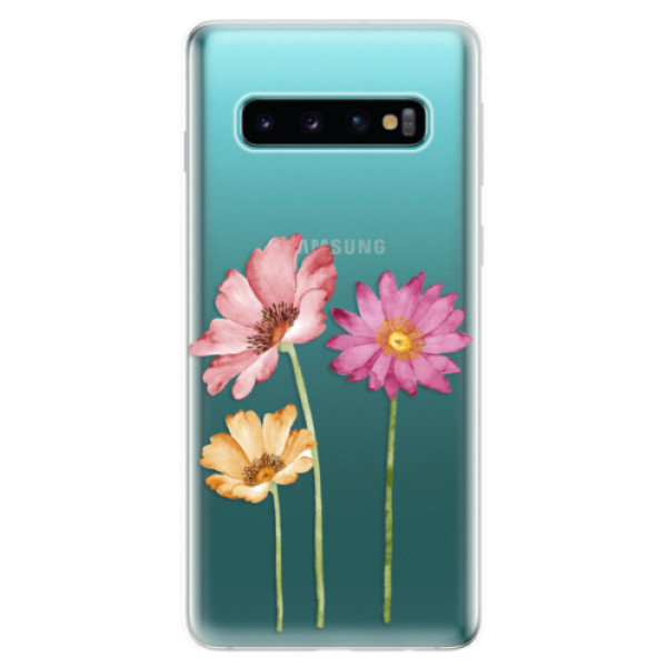 Odolné silikonové pouzdro iSaprio - Three Flowers - Samsung Galaxy S10