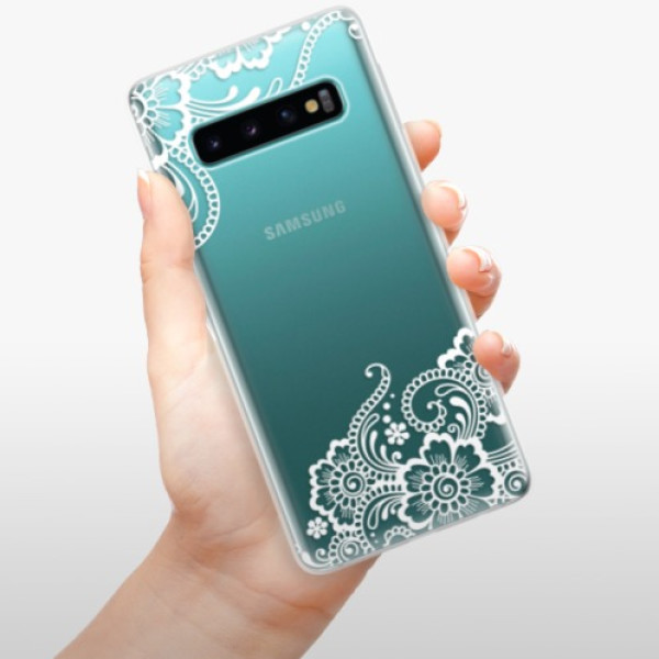 Silikonové pouzdro iSaprio - Samsung Galaxy S10 - Bílá Krajka 02