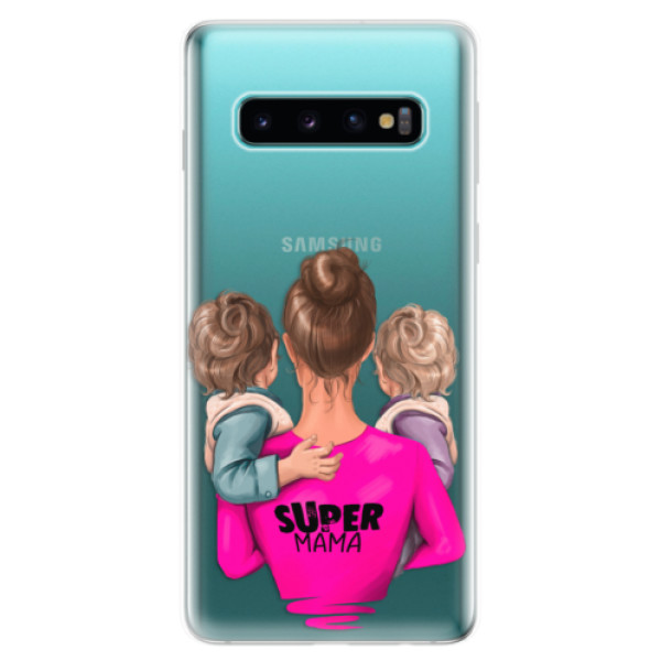 Odolné silikonové pouzdro iSaprio - Super Mama - Two Boys - Samsung Galaxy S10