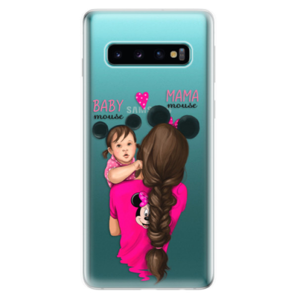 Odolné silikonové pouzdro iSaprio - Mama Mouse Brunette and Girl - Samsung Galaxy S10