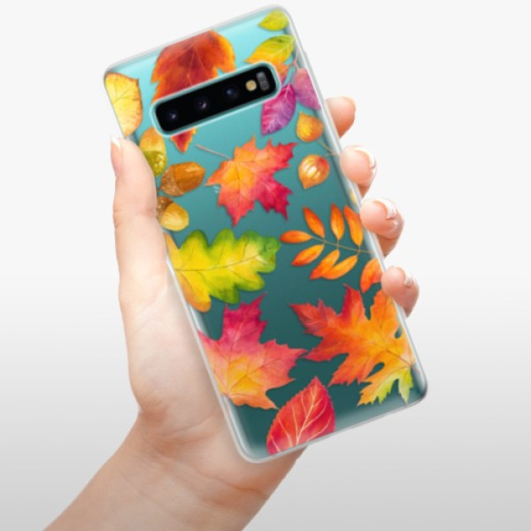 Silikonové pouzdro iSaprio - Samsung Galaxy S10 - Podzimní Lístečky