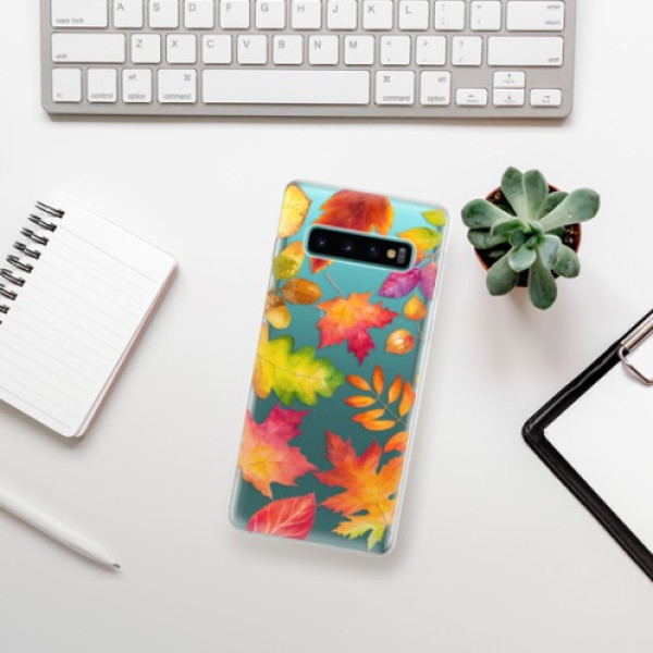 Silikonové pouzdro iSaprio - Samsung Galaxy S10 - Podzimní Lístečky