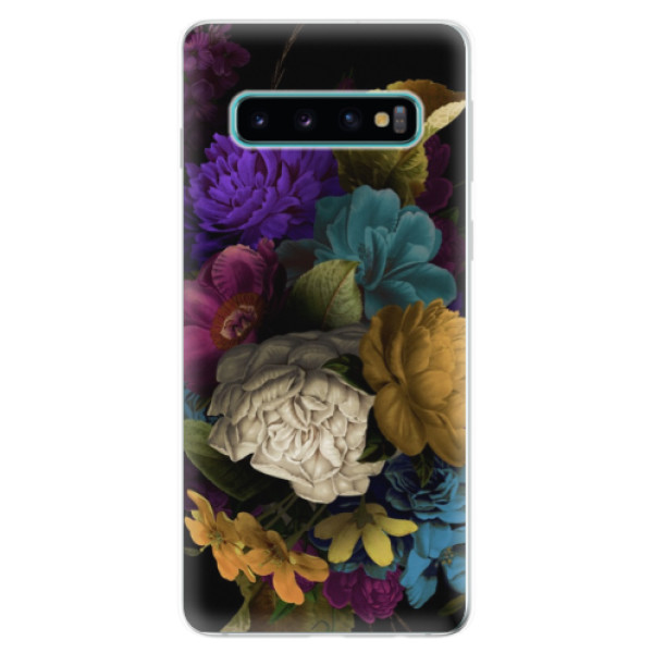 Odolné silikonové pouzdro iSaprio - Dark Flowers - Samsung Galaxy S10