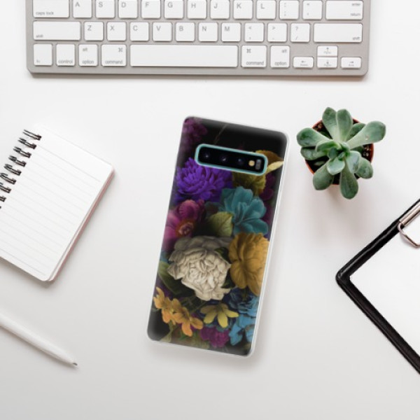 Silikonové pouzdro iSaprio - Samsung Galaxy S10 - Temné Květy