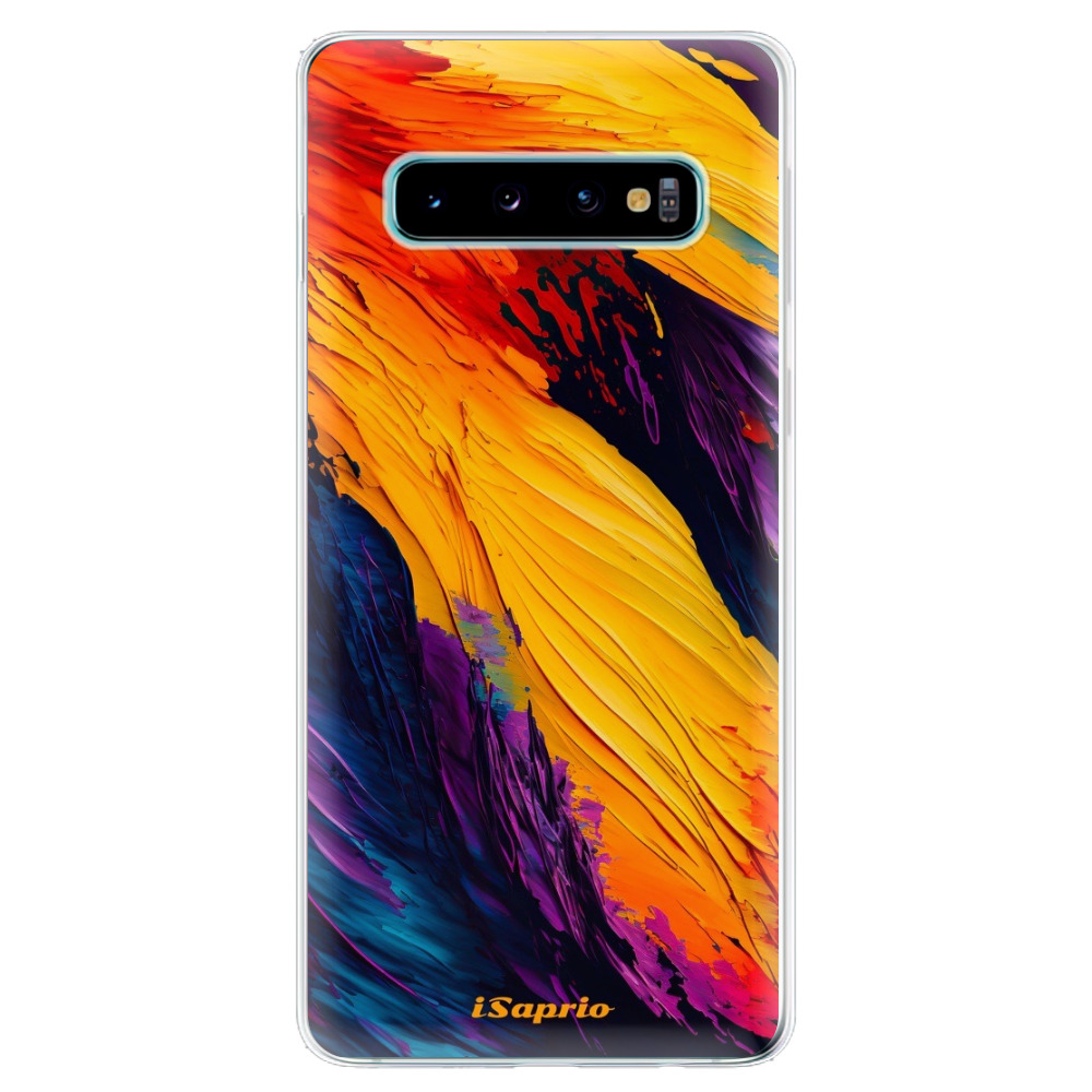 Odolné silikonové pouzdro iSaprio - Orange Paint - Samsung Galaxy S10