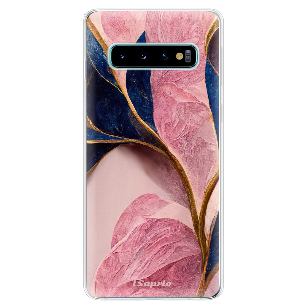 Odolné silikonové pouzdro iSaprio - Pink Blue Leaves - Samsung Galaxy S10