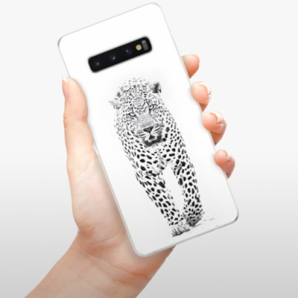 Silikonové pouzdro iSaprio - Samsung Galaxy S10 Plus - Bílý Jaguár