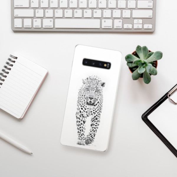 Silikonové pouzdro iSaprio - Samsung Galaxy S10 Plus - Bílý Jaguár