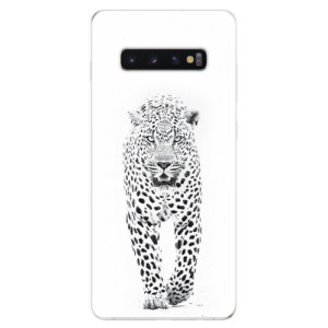 Silikonové pouzdro iSaprio - Samsung Galaxy S10 Plus - Bílý Jaguár