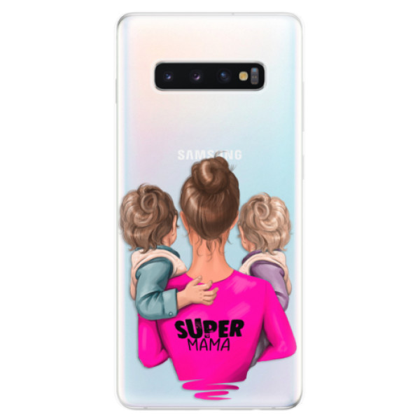 Odolné silikonové pouzdro iSaprio - Super Mama - Two Boys - Samsung Galaxy S10+
