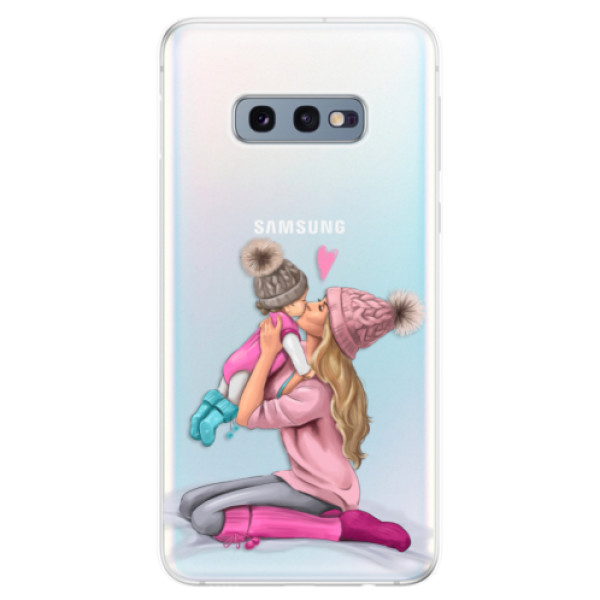Odolné silikonové pouzdro iSaprio - Kissing Mom - Blond and Girl - Samsung Galaxy S10e