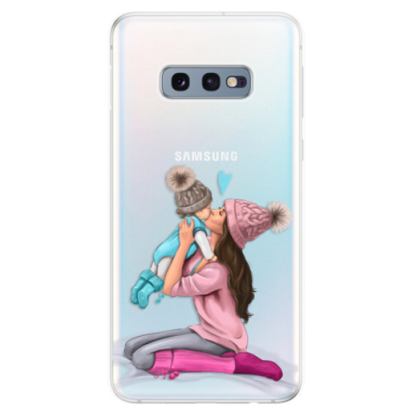 Odolné silikonové pouzdro iSaprio - Kissing Mom - Brunette and Boy - Samsung Galaxy S10e