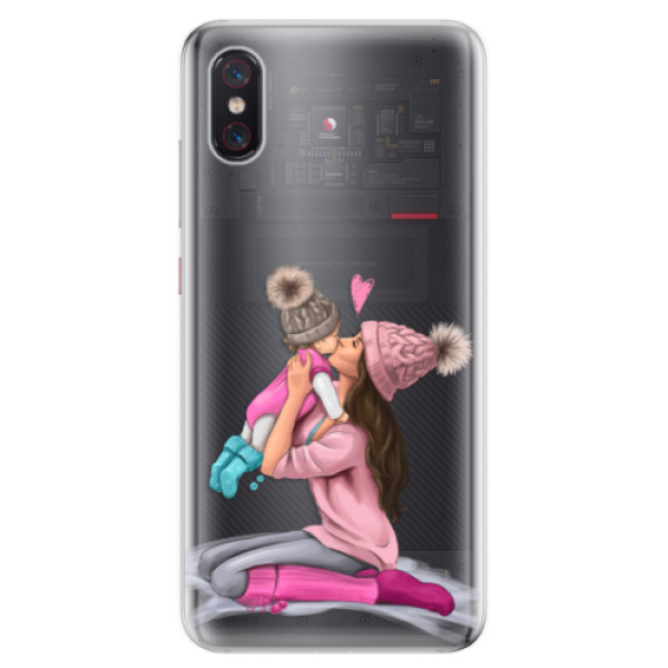 Odolné silikonové pouzdro iSaprio - Kissing Mom - Brunette and Girl - Xiaomi Mi 8 Pro