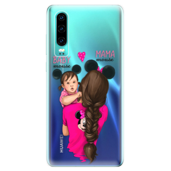 Silikonové odolné pouzdro iSaprio Mama Mouse Brunette and Girl na mobil Huawei P30 (Silikonový odolný kryt, obal, pouzdro iSaprio Mama Mouse Brunette and Girl na mobilní telefon Huawei P30)