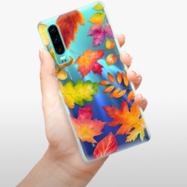 Silikonové pouzdro iSaprio - Huawei P30 - Podzimní Lístečky