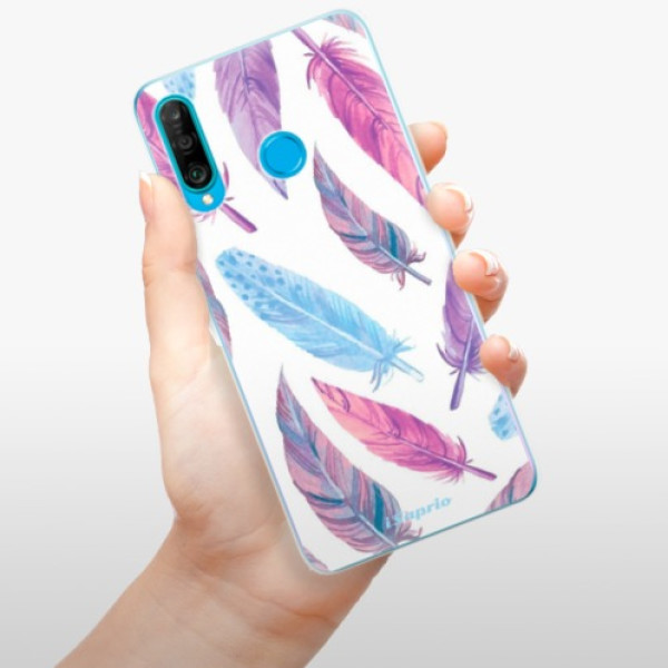 Silikonové pouzdro iSaprio - Huawei P30 Lite - Fialová Velká Pírka 10