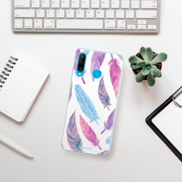 Silikonové pouzdro iSaprio - Huawei P30 Lite - Fialová Velká Pírka 10