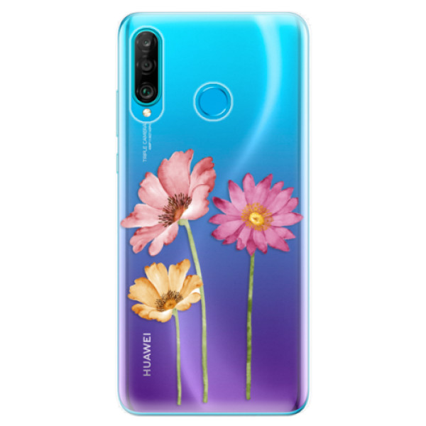 Silikonové odolné pouzdro iSaprio Tři Květiny na mobil Huawei P30 Lite (Silikonový odolný kryt, obal, pouzdro iSaprio Tři Květiny na mobilní telefon Huawei P30 Lite)