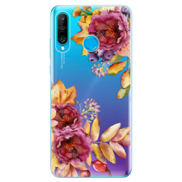 Silikonové odolné pouzdro iSaprio Podzimní Květiny na mobil Huawei P30 Lite (Silikonový odolný kryt, obal, pouzdro iSaprio Podzimní Květiny na mobilní telefon Huawei P30 Lite)