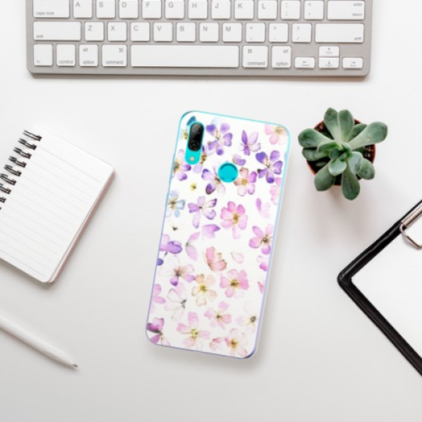 Silikonové pouzdro iSaprio - Huawei P Smart 2019 - Fialové Kvítky