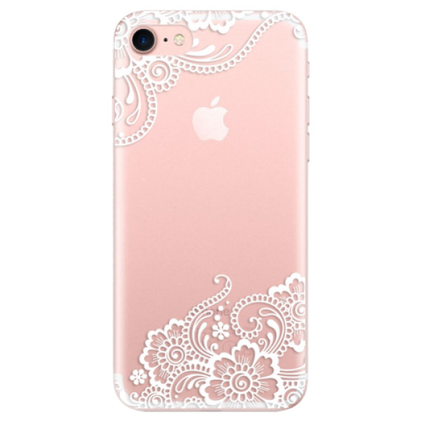 Silikonové odolné pouzdro iSaprio White Lace 02 na mobil Apple iPhone 7 (Silikonový odolný kryt, obal, pouzdro iSaprio White Lace 02 na mobil Apple iPhone 7)