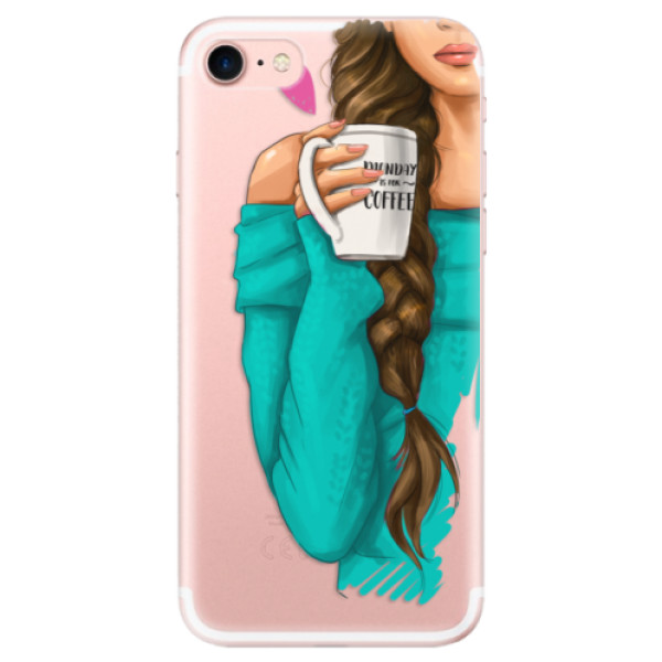 Silikonové odolné pouzdro iSaprio My Coffee and Brunette Girl na mobil Apple iPhone 7 (Silikonový odolný kryt, obal, pouzdro iSaprio My Coffee and Brunette Girl na mobil Apple iPhone 7)