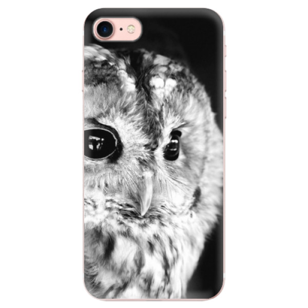 Silikonové odolné pouzdro iSaprio BW Owl na mobil Apple iPhone 7 (Silikonový odolný kryt, obal, pouzdro iSaprio BW Owl na mobil Apple iPhone 7)