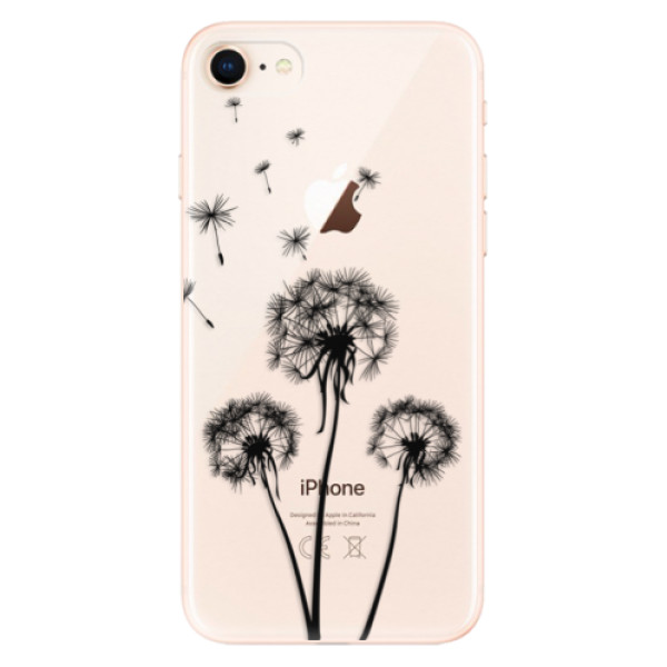 Silikonové odolné pouzdro iSaprio Three Dandelions black na mobil Apple iPhone 8 (Silikonový odolný kryt, obal, pouzdro iSaprio Three Dandelions black na mobil Apple iPhone 8)