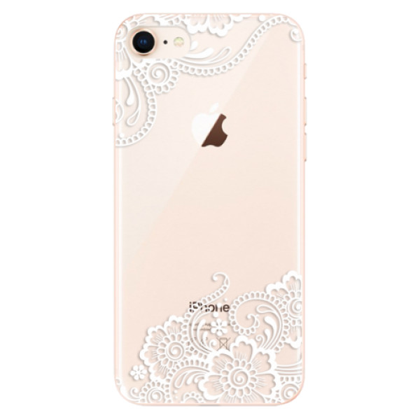 Silikonové odolné pouzdro iSaprio White Lace 02 na mobil Apple iPhone 8 (Silikonový odolný kryt, obal, pouzdro iSaprio White Lace 02 na mobil Apple iPhone 8)