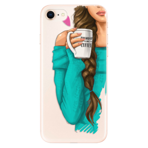 Silikonové odolné pouzdro iSaprio My Coffee and Brunette Girl na mobil Apple iPhone 8 (Silikonový odolný kryt, obal, pouzdro iSaprio My Coffee and Brunette Girl na mobil Apple iPhone 8)