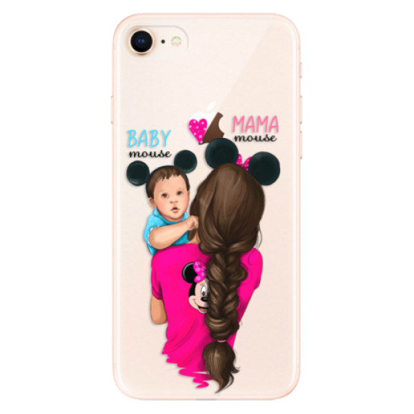 Odolné silikonové pouzdro iSaprio - Mama Mouse Brunette and Boy - iPhone 8
