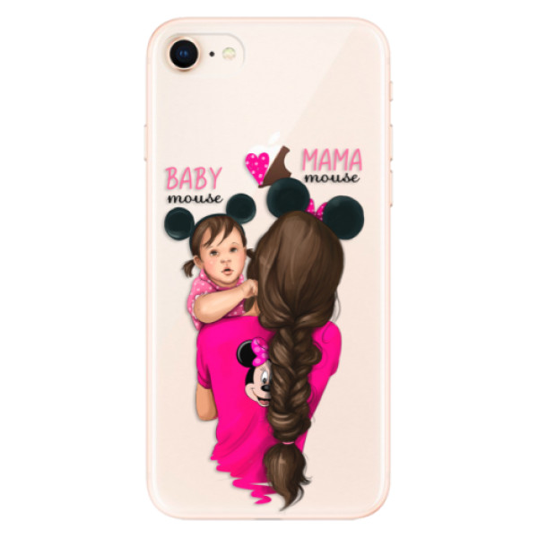 Odolné silikonové pouzdro iSaprio - Mama Mouse Brunette and Girl - iPhone 8