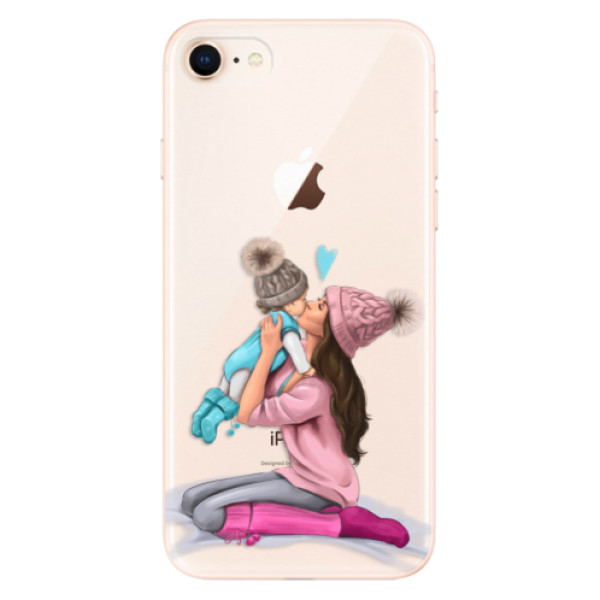 Odolné silikonové pouzdro iSaprio - Kissing Mom - Brunette and Boy - iPhone 8