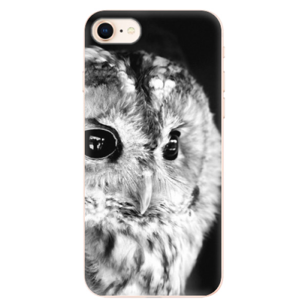 Silikonové odolné pouzdro iSaprio BW Owl na mobil Apple iPhone 8 (Silikonový odolný kryt, obal, pouzdro iSaprio BW Owl na mobil Apple iPhone 8)