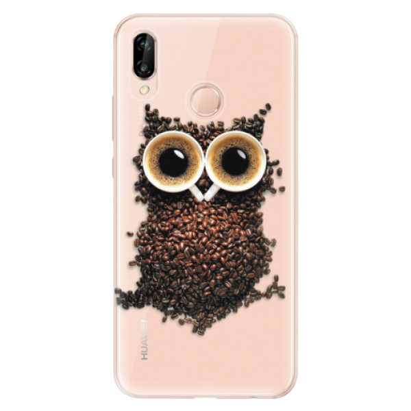 Silikonové odolné pouzdro iSaprio Owl And Coffee na mobil Huawei P20 Lite (Silikonový odolný kryt, obal, pouzdro iSaprio Owl And Coffee na mobil Huawei P20 Lite)