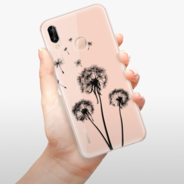 Silikonové pouzdro iSaprio - Huawei P20 Lite - Three Dandelions black