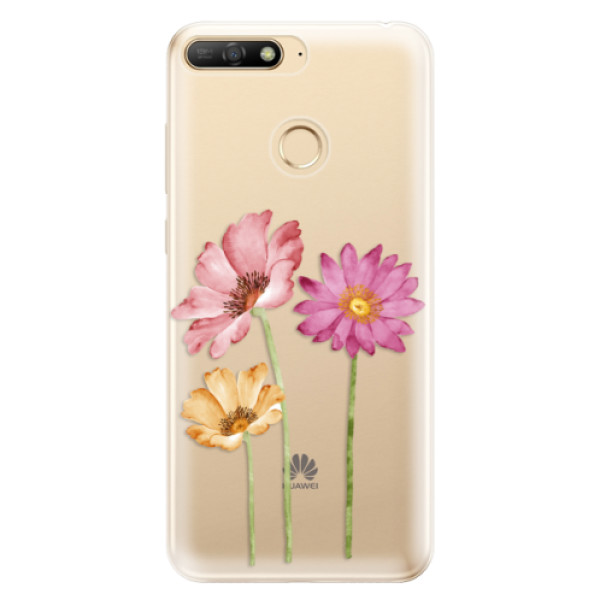 Silikonové odolné pouzdro iSaprio Three Flowers na mobil Huawei Y6 Prime 2018 (Silikonový odolný kryt, obal, pouzdro iSaprio Three Flowers na mobil Huawei Y6 Prime (2018))