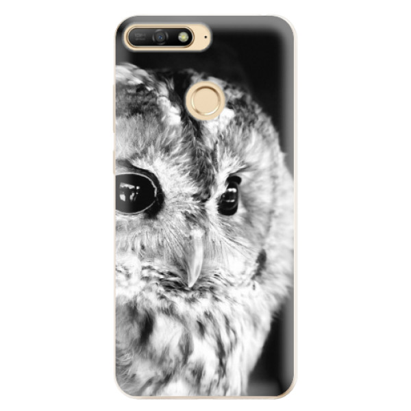 Silikonové odolné pouzdro iSaprio BW Owl na mobil Huawei Y6 Prime 2018 (Silikonový odolný kryt, obal, pouzdro iSaprio BW Owl na mobil Huawei Y6 Prime (2018))